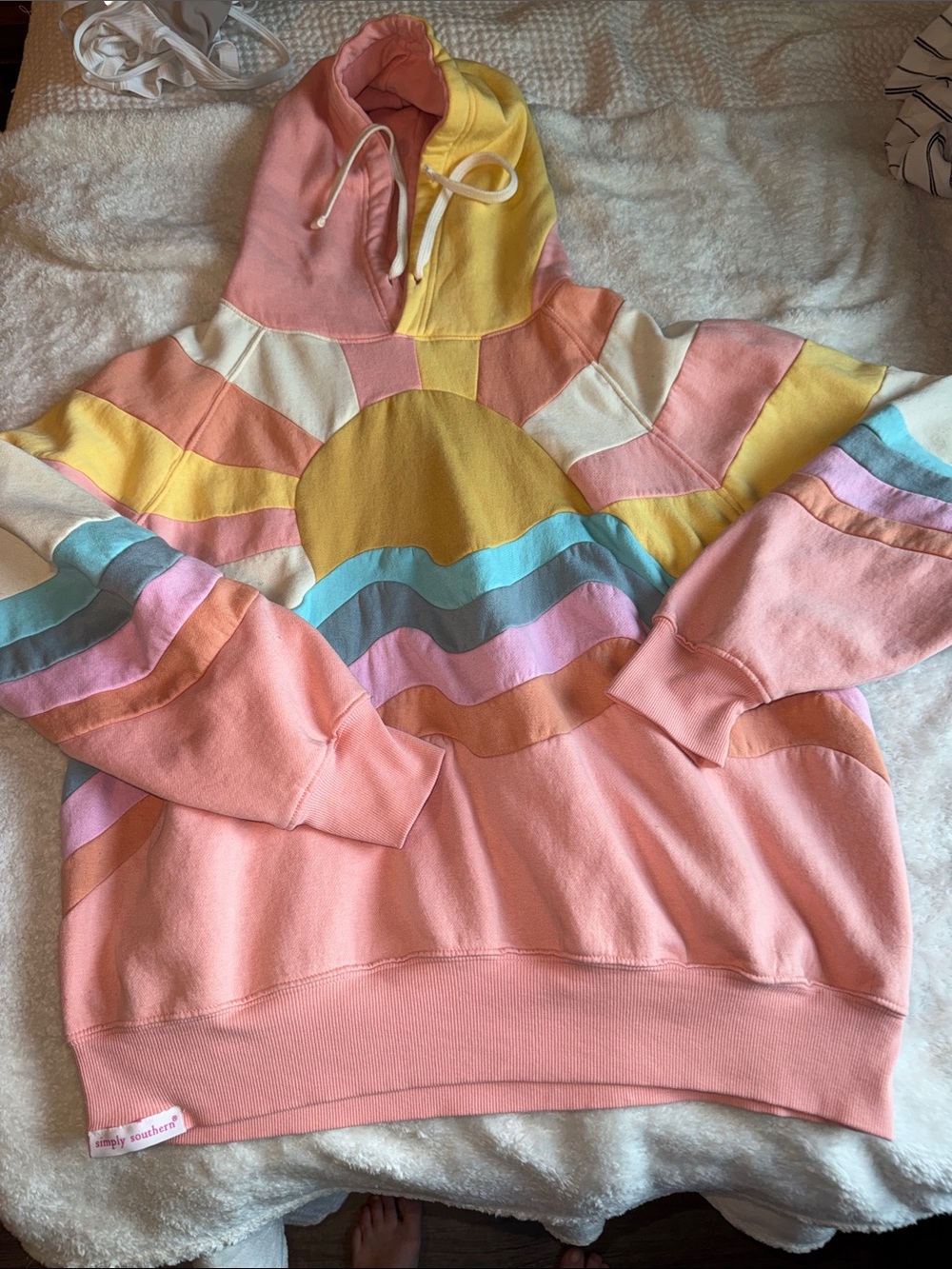 Simply southern Pastel Sunrise Patchwork Hoodie